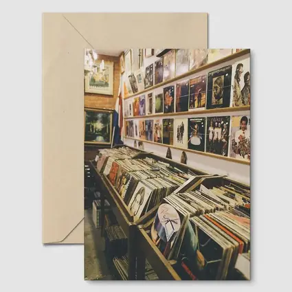 Vintage Vinyl Record Shop Interior Scene