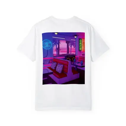 Retro Neon Diner Cafe Synthwave Interior Art