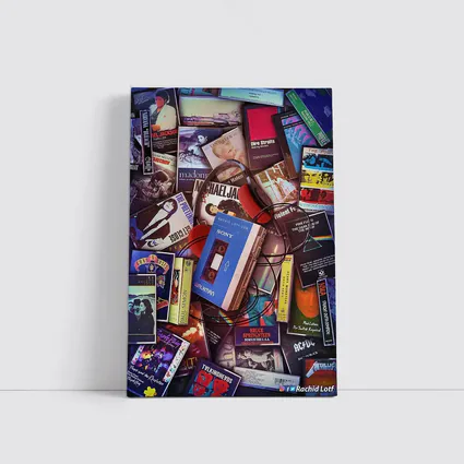 Retro Cassette Tapes Music Collection Flat Lay