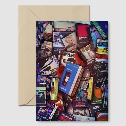 Retro Cassette Tapes Music Collection Flat Lay