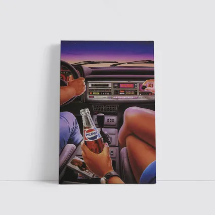 Retro Eighties Car Interior Pepsi Illustration