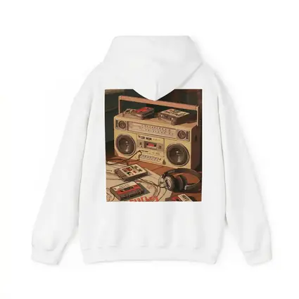 Retro Boombox Cassette Tapes Floor Scene