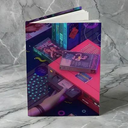 Retro VHS Tapes Neon Eighties Room Scene