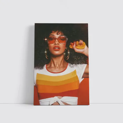Retro Seventies Woman With Orange Sunglasses
