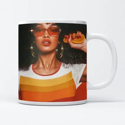 Retro Seventies Woman With Orange Sunglasses