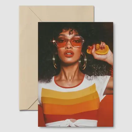 Retro Seventies Woman With Orange Sunglasses