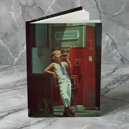 Boy Drinking Soda Vintage Coca Cola Machine