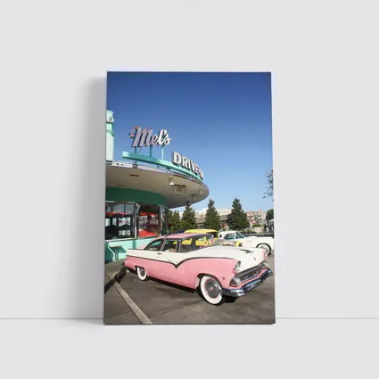 Pink Ford Crown Victoria at Mels Diner
