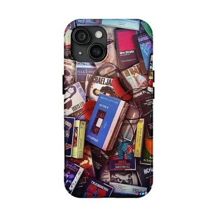 Retro Cassette Tapes Iconic Album Covers Collage