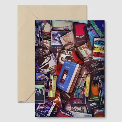 Retro Cassette Tapes Iconic Album Covers Collage
