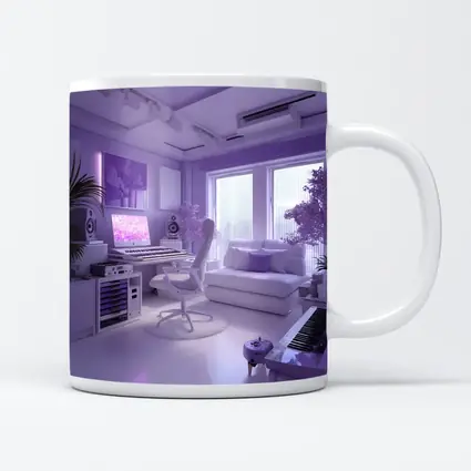 Purple Music Studio Room Interior Art