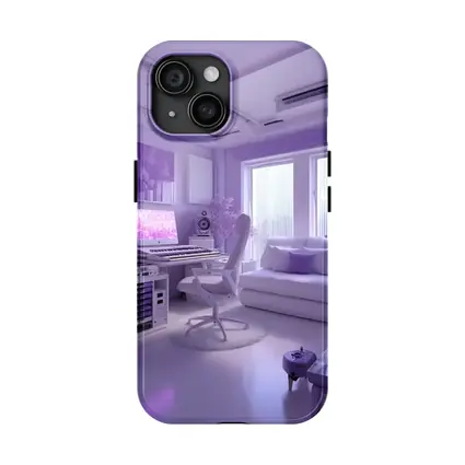 Purple Music Studio Room Interior Art