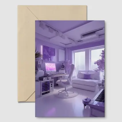 Purple Music Studio Room Interior Art