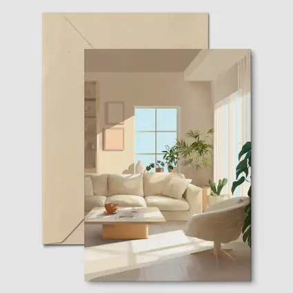 Bright Minimalist Living Room With Indoor Plants