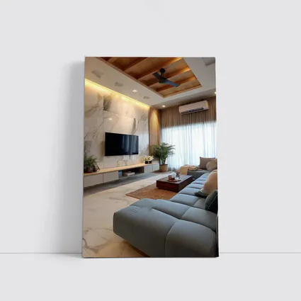 Modern Living Room Marble Wall Interior Design
