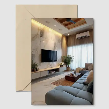 Modern Living Room Marble Wall Interior Design
