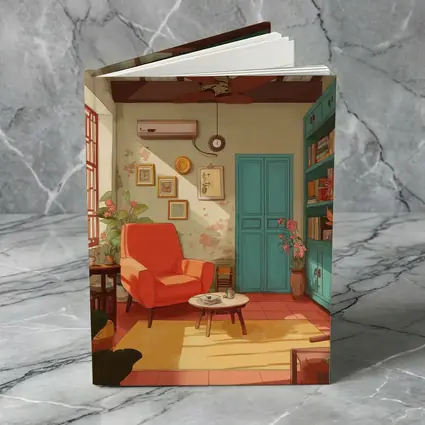 Cozy Retro Living Room Interior Illustration Art
