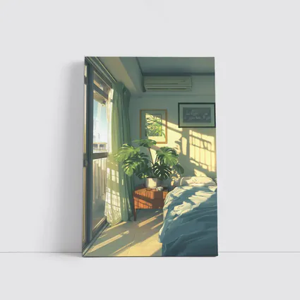 Anime Bedroom Morning Light Monstera Plant