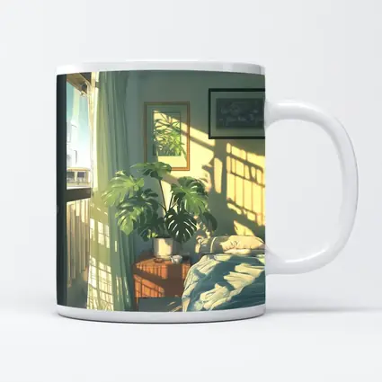 Anime Bedroom Morning Light Monstera Plant