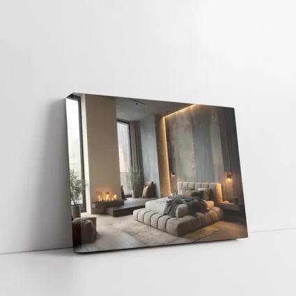 Luxury Bedroom Interior Warm Stone Wall