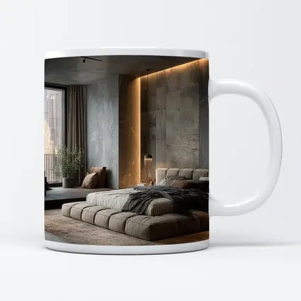 Luxury Bedroom Interior Warm Stone Wall