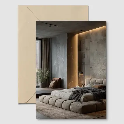 Luxury Bedroom Interior Warm Stone Wall