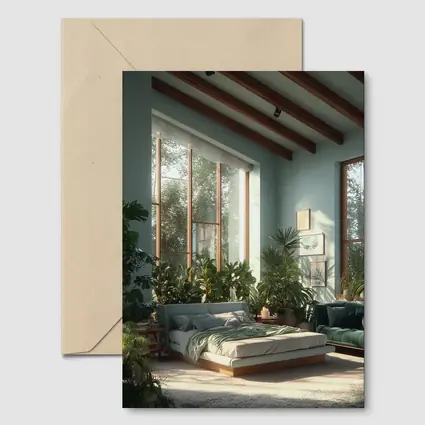 Boho Bedroom Green Plants Natural Light