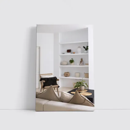 Minimal White Living Room Shelves Boho Decor