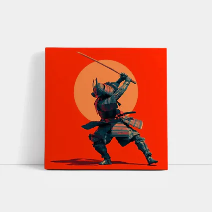 Samurai Warrior Sword Strike Red Sun