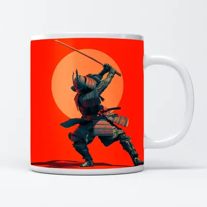 Samurai Warrior Sword Strike Red Sun