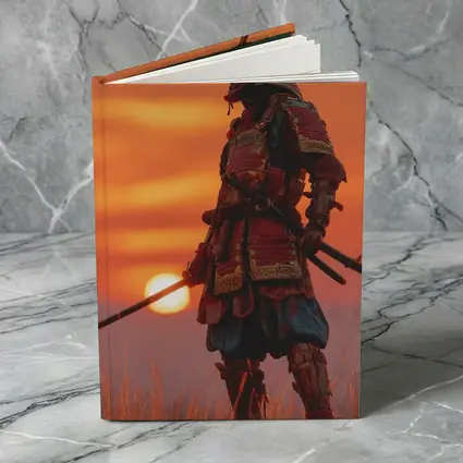 Samurai Warrior Standing at Fiery Sunset