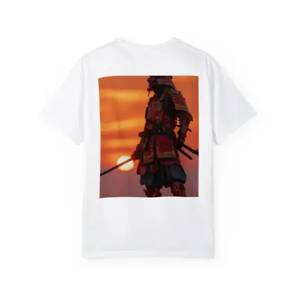 Samurai Warrior Standing at Fiery Sunset