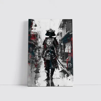 Samurai Warrior Walking Through Japanese Street