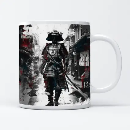 Samurai Warrior Walking Through Japanese Street