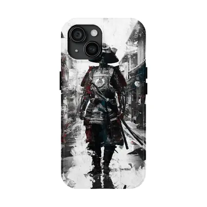 Samurai Warrior Walking Through Japanese Street