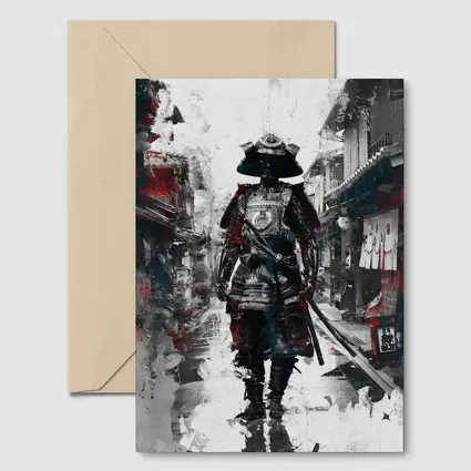 Samurai Warrior Walking Through Japanese Street
