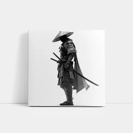 Black and White Samurai Warrior with Katana