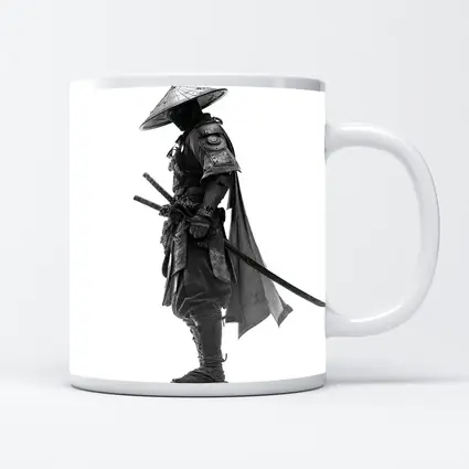 Black and White Samurai Warrior with Katana