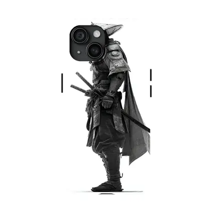 Black and White Samurai Warrior with Katana