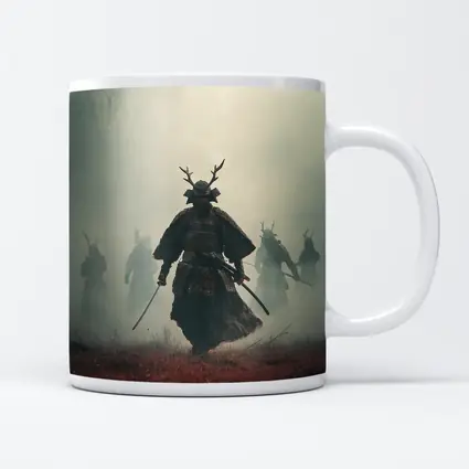 Samurai Warrior Walking Through Misty Battlefield