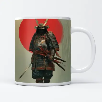 Samurai Warrior Red Sun Misty Forest