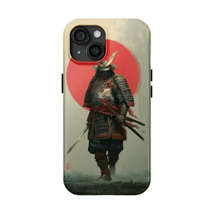 Samurai Warrior Red Sun Misty Forest