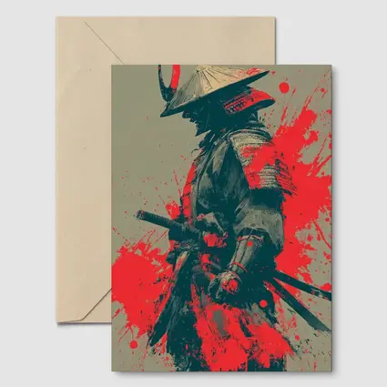 Samurai Warrior Red Ink Splash Art