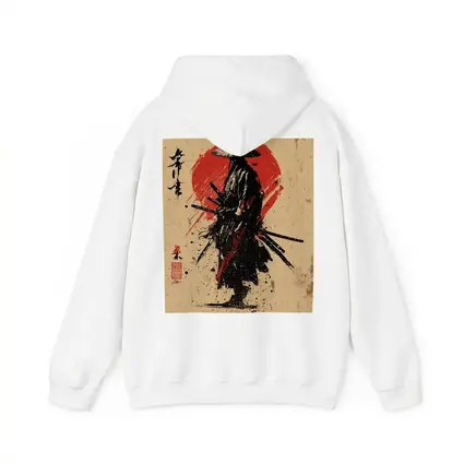 Samurai Warrior Red Sun Ink Art