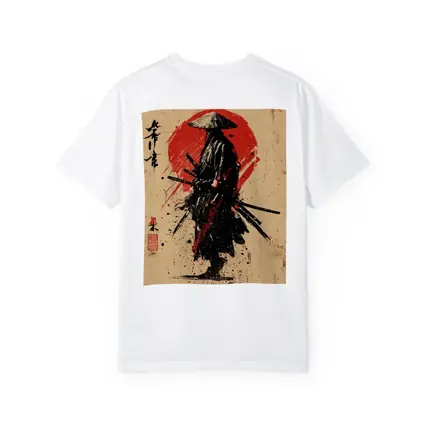 Samurai Warrior Red Sun Ink Art