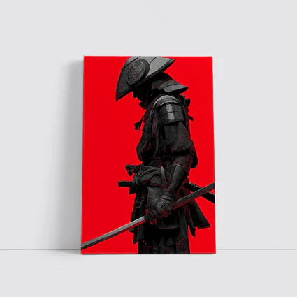 Dark Samurai Warrior Red Background Art