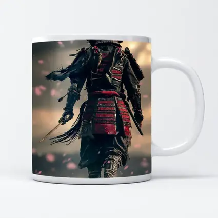 Samurai Warrior Walking Through Cherry Blossom Field