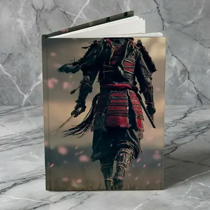 Samurai Warrior Walking Through Cherry Blossom Field