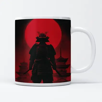 Samurai Warrior Red Moon Pagoda Night