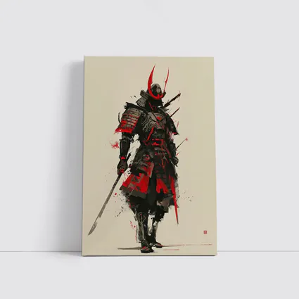 Dark Samurai Warrior Red Ink Art